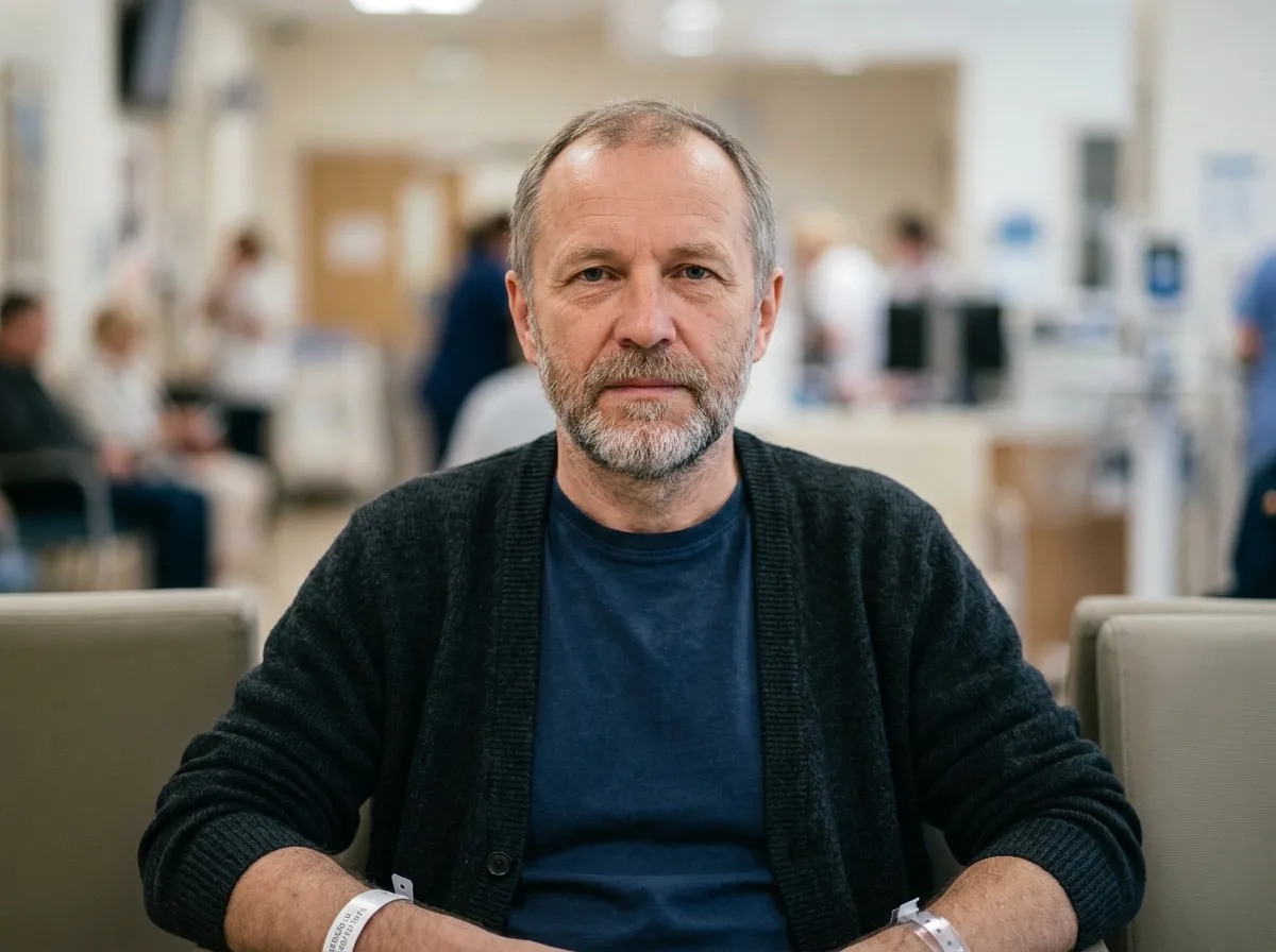Аватар пациента Сергей — мужчина средних лет, нейтральное выражение лица, размытый фон